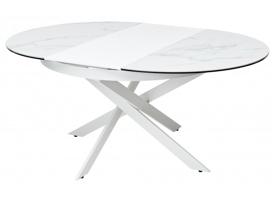 Стол TRENTO 120 HIGH GLOSS STATUARIO Белый мрамор глянцевый, керамика/ белый каркас, ®DISAUR в Кургане