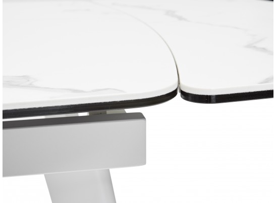 Стол ELIOT 120 HIGH GLOSS STATUARIO Белый мрамор глянцевый, керамика/ белый каркас в Кургане
