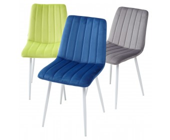 Стул DUBLIN G062-40 серый, велюр / белый каркас 