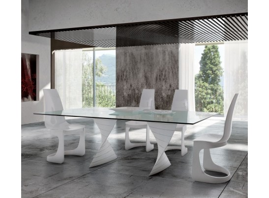 СТОЛ CHARLOTTE 2 FIX GLASS TRANSPARENT. 2200X 1060XH75sp 10 mm GLOSSY ASH WHITE 241 в Кургане