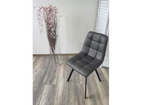 Стул CHILLI SQUARE HK017-11 темно-серый, PU/ черный каркас в Кургане