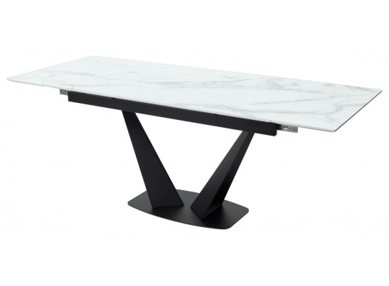 Стол Ниагара 140 Белый мрамор, стекло / черный каркас в Кургане