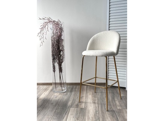Барный стул GLADE NINI-01 Белый, teddy / золотой каркас в Кургане