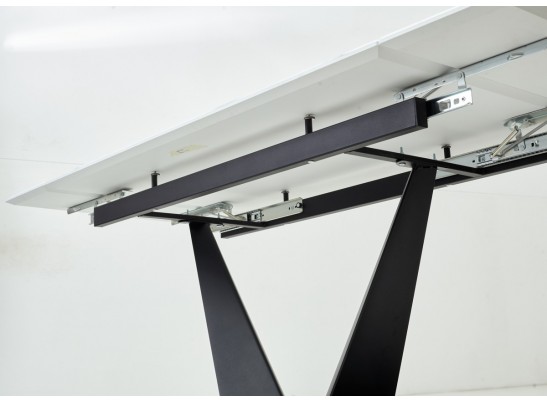 Стол Ниагара 140 Белый мрамор, стекло / черный каркас в Кургане