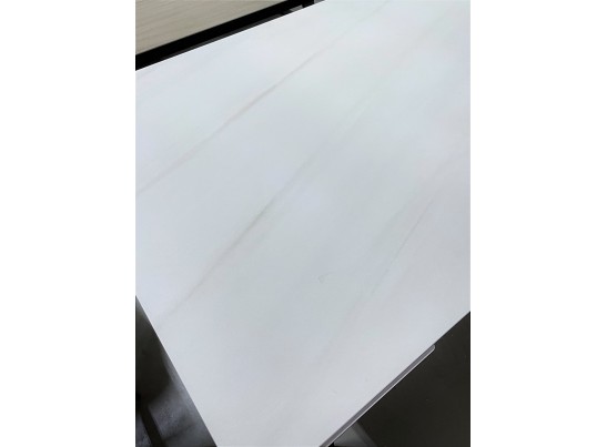 Стол Франк 200 Белый мрамор, керамика / черный каркас в Кургане