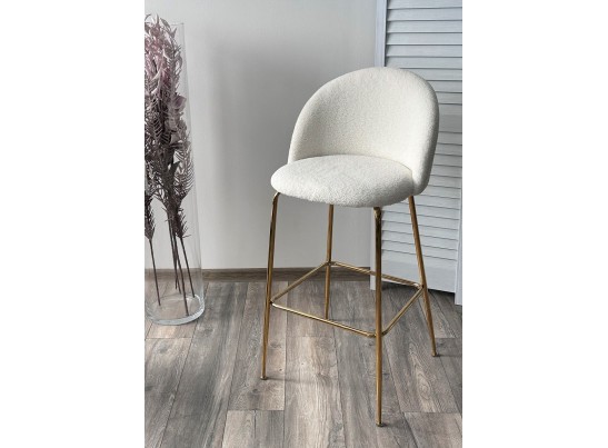 Барный стул GLADE NINI-01 Белый, teddy / золотой каркас в Кургане