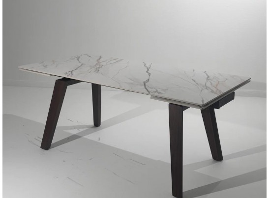 Купить Стол БЭТИС (BETIS) 180 цвет МРАМОР (MATTE GILDED WHITE SOLID CERAMIC) / Орех (WALNUT), ®DISAUR по цене 91900 в Екатеринбурге