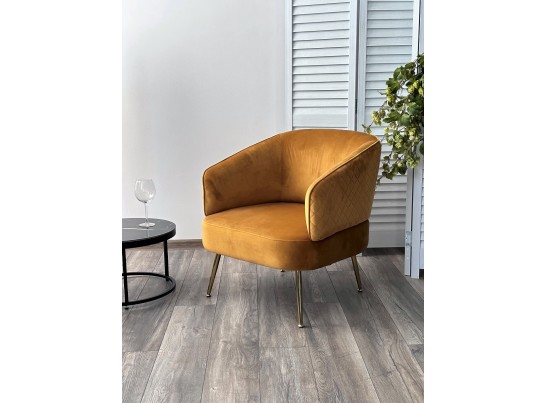 Кресло MUSSELS BLUVEL-68 желтый, велюр / золотой каркас в Кургане