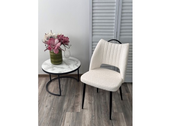 Стул JANETY UF998-01 белый, букле / черный каркас / Товарный знак DISAUR в Кургане