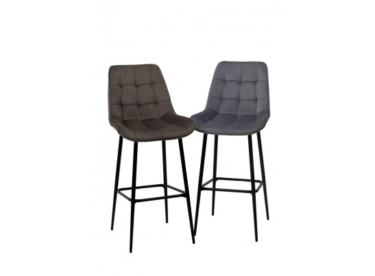 Барный стул ХОФМАН, цвет H-14 Серый, велюр / черный каркас в Кургане