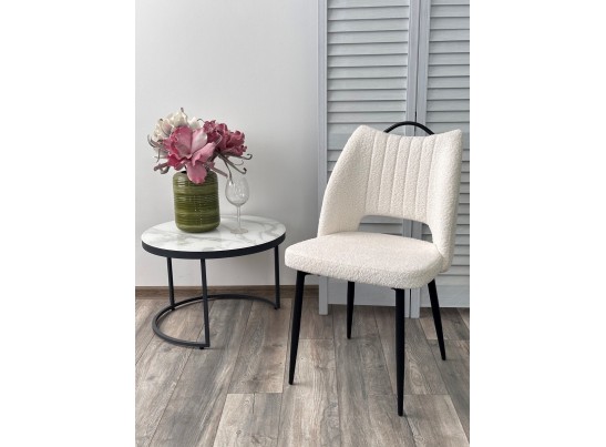 Стул JANETY UF998-01 белый, букле / черный каркас / Товарный знак DISAUR в Кургане