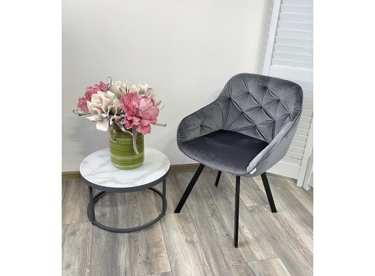 Стул GALE 360 град. поворот. BLUVEL-14 GREY, велюр/ черный каркас, в Кургане