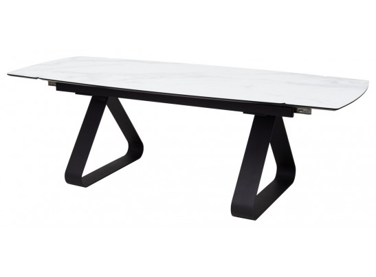 Стол Вильям 180 Белый мрамор, стекло / черный каркас, в Кургане