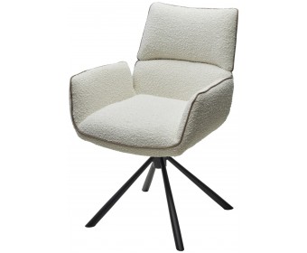 Стул VIRS 360 град. поворот. с возвратом, EDELWEISS#1 белый, букле/ JC531-7 беж/ Черный, ®DISAUR
