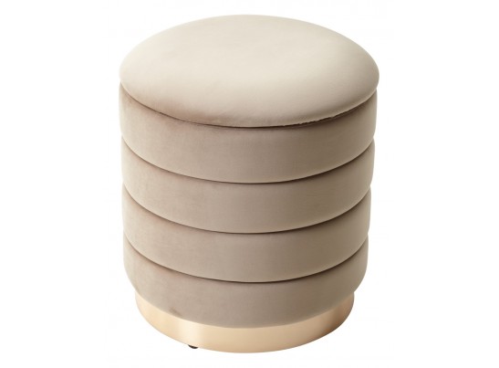 Пуф для гостиной ФРЕД бежевый #5, велюр / золотой каркас в Кургане