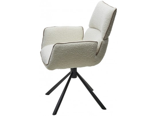 Стул VIRS 360 град. поворот. с возвратом, EDELWEISS#1 белый, букле/ JC531-7 беж/ Черный, ®DISAUR