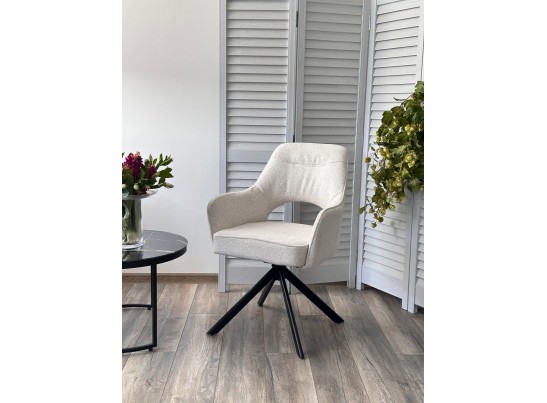 Стул GUARA 180 град. поворот. цвет бежево-белый RAVEN 22 / черный каркас, ®DISAUR в Кургане