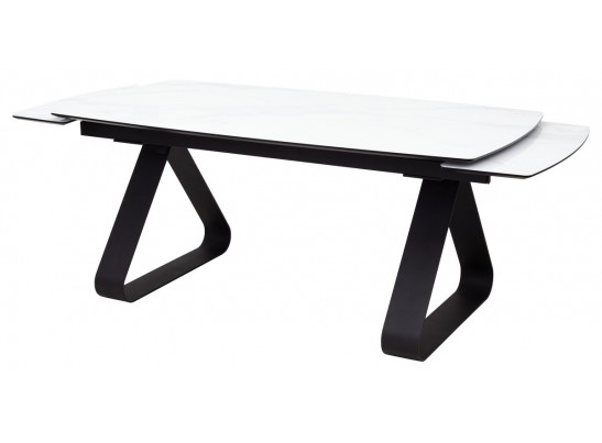 Стол Вильям 180 Белый мрамор, стекло / черный каркас, в Кургане