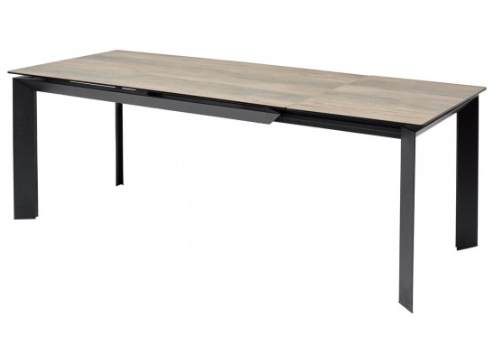 Стол КРЕМОНА (CREMONA) 140 цвет KL-61 под дерево, итальянская керамика/ ЧЕРНЫЙ, ®DISAUR в Кургане