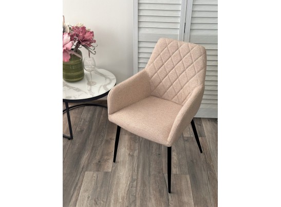 Стул NOVARA Barrel-09 Бежевый, ткань / черный каркас / Товарный знак DISAUR в Кургане