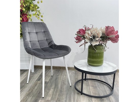 Стул ХОФМАН, цвет H-15 Темно-серый, велюр / белый каркас в Кургане