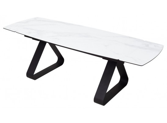 Стол Вильям 180 Белый мрамор, стекло / черный каркас, в Кургане