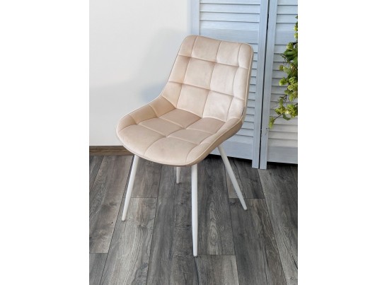 Стул MIAMI G062-03 светлый беж, велюр/ белый каркас в Кургане