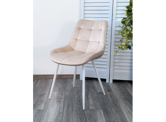 Стул MIAMI G062-03 светлый беж, велюр/ белый каркас в Кургане