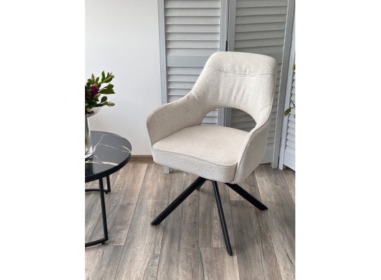 Стул GUARA 180 град. поворот. цвет бежево-белый RAVEN 22 / черный каркас, ®DISAUR в Кургане