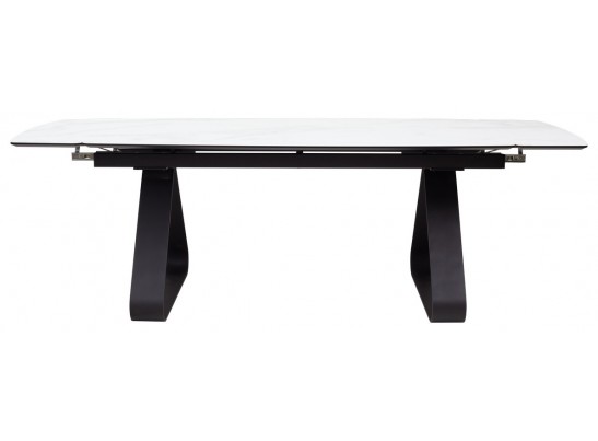 Стол Вильям 180 Белый мрамор, стекло / черный каркас, в Кургане