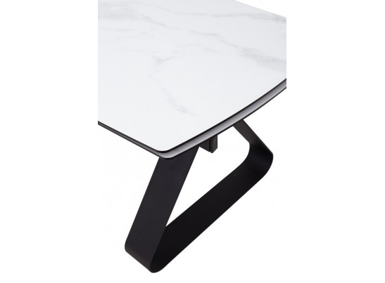 Стол Вильям 180 Белый мрамор, стекло / черный каркас, в Кургане