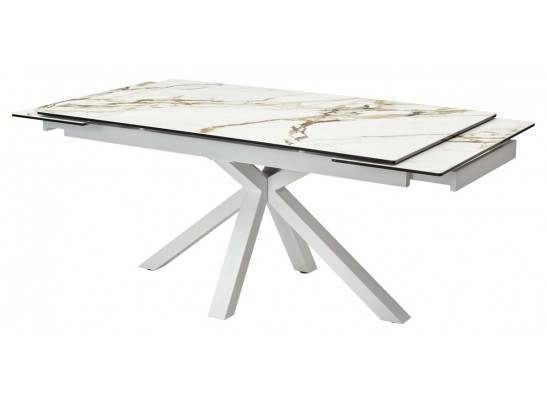 Стол ALTO 160 KL-188 Контрастный мрамор матовый, итальянская керамика/ белый каркас в Кургане
