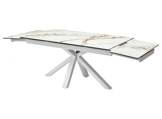 Стол ALTO 160 KL-188 Контрастный мрамор матовый, итальянская керамика/ белый каркас в Кургане