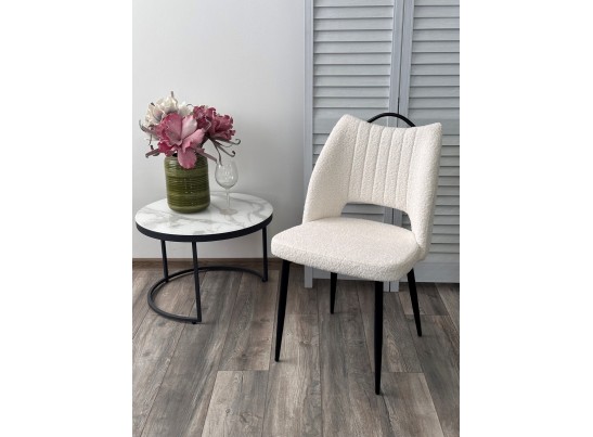 Стул JANETY UF998-01 белый, букле / черный каркас / Товарный знак DISAUR в Кургане