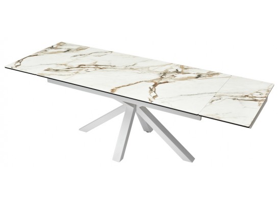 Стол ALTO 160 KL-188 Контрастный мрамор матовый, итальянская керамика/ белый каркас в Кургане