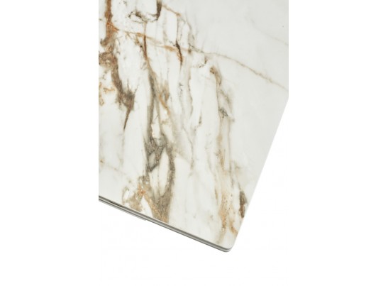 Стол ALTO 160 KL-188 Контрастный мрамор матовый, итальянская керамика/ белый каркас в Кургане