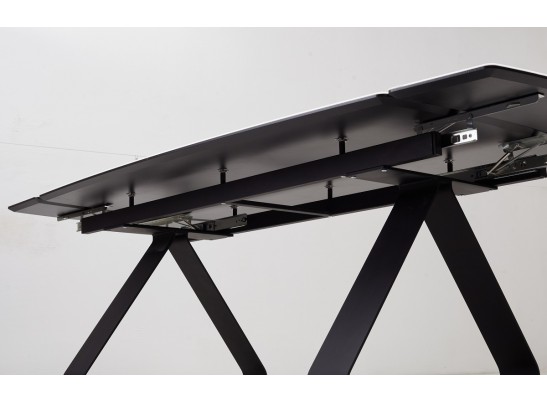 Стол Вильям 180 Белый мрамор, стекло / черный каркас, в Кургане