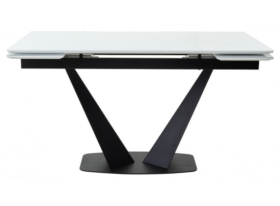 Стол Ниагара 140 Белый, стекло / черный каркас в Кургане