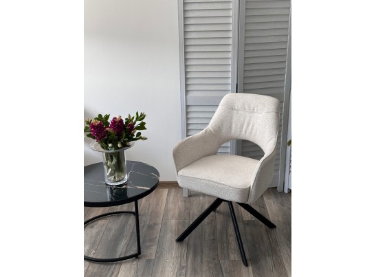 Стул GUARA 180 град. поворот. цвет бежево-белый RAVEN 22 / черный каркас, ®DISAUR в Кургане