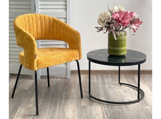 Стул SNUG 3018-08 горчичный, шенилл / черный каркас, ®DISAUR в Кургане