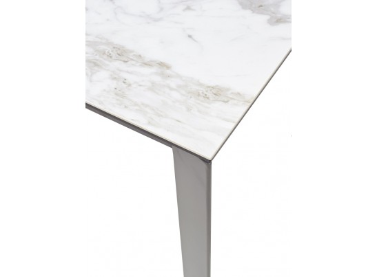 Стол CORNER 120 VOLAKAS WHITE Белый мрамор глянцевый, керамика/ GREY1 в Кургане
